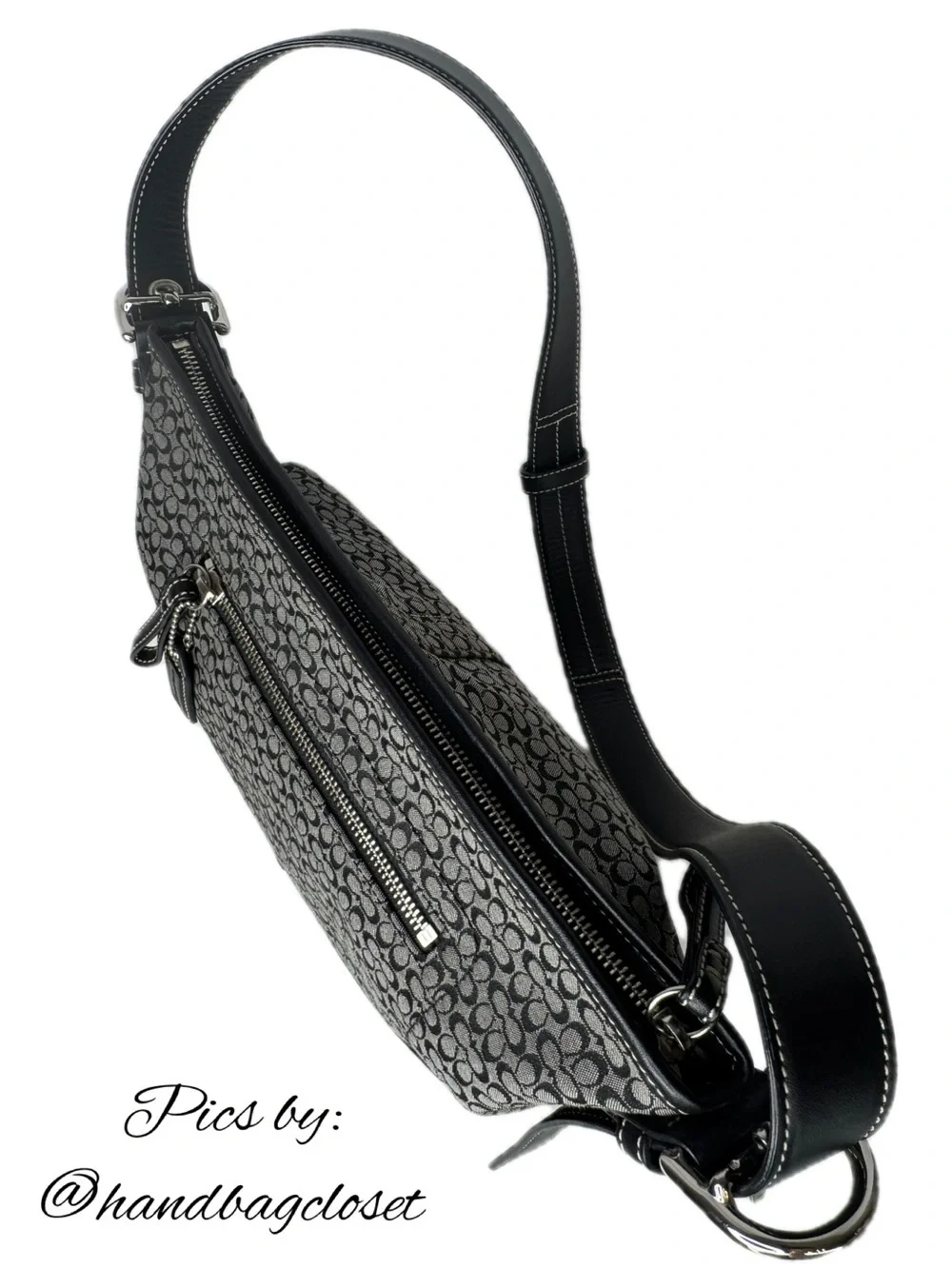 Coach Black Signature C Y2K F10945 Jacquard Soho Hobo Crossbody Bag